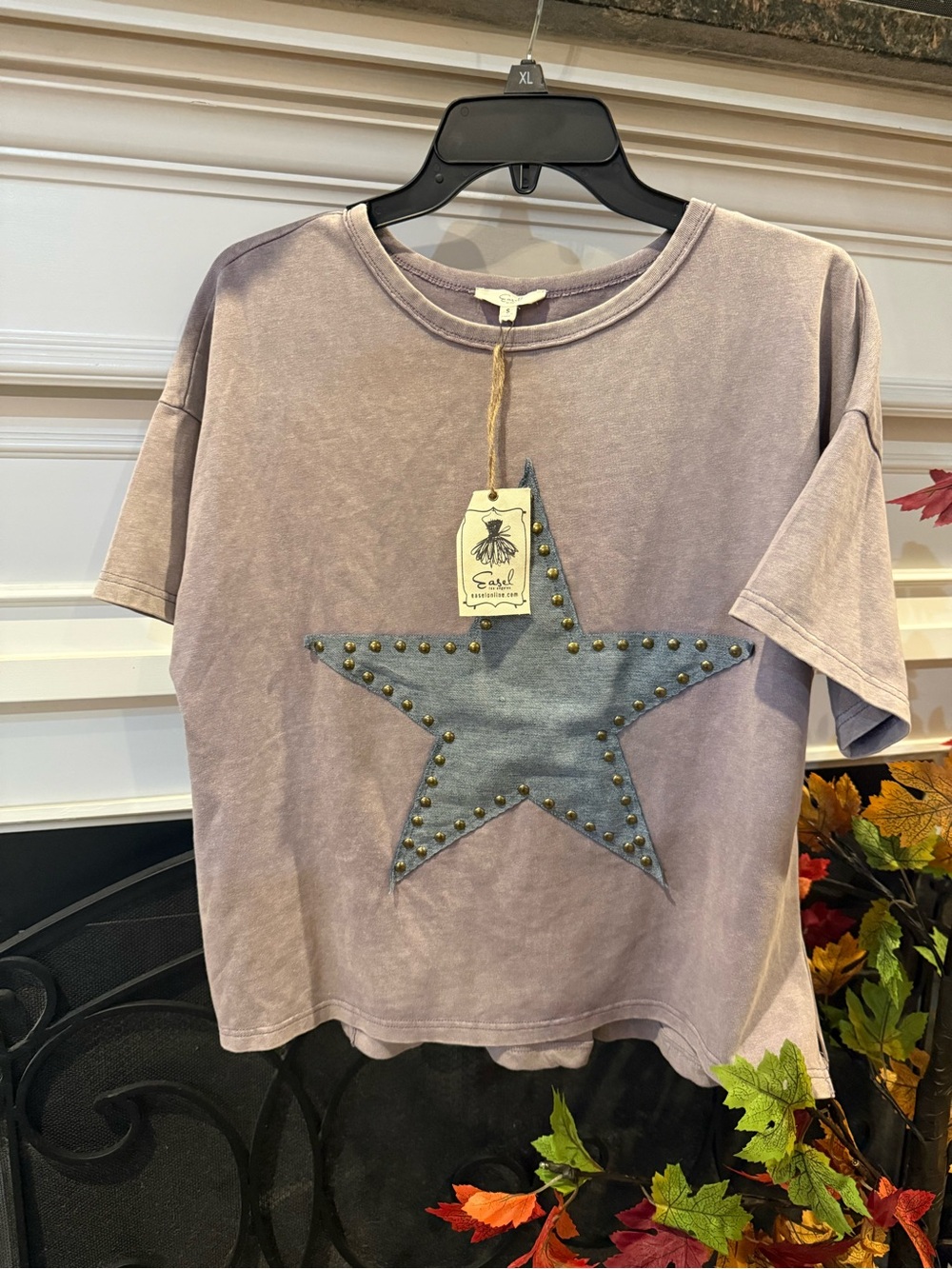 easel Lavender Tee with Studded Denim Star